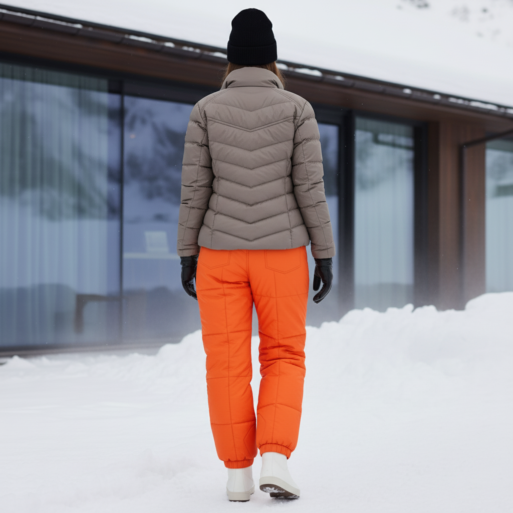 Pantalon De Ski Orange Matelassé Imperméable Coupe Droite - Polyester - vue 2