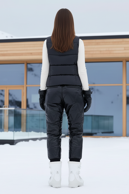 Pantalon De Ski Noir Matelassé Imperméable Femme Hiver - Polyester - vue 2