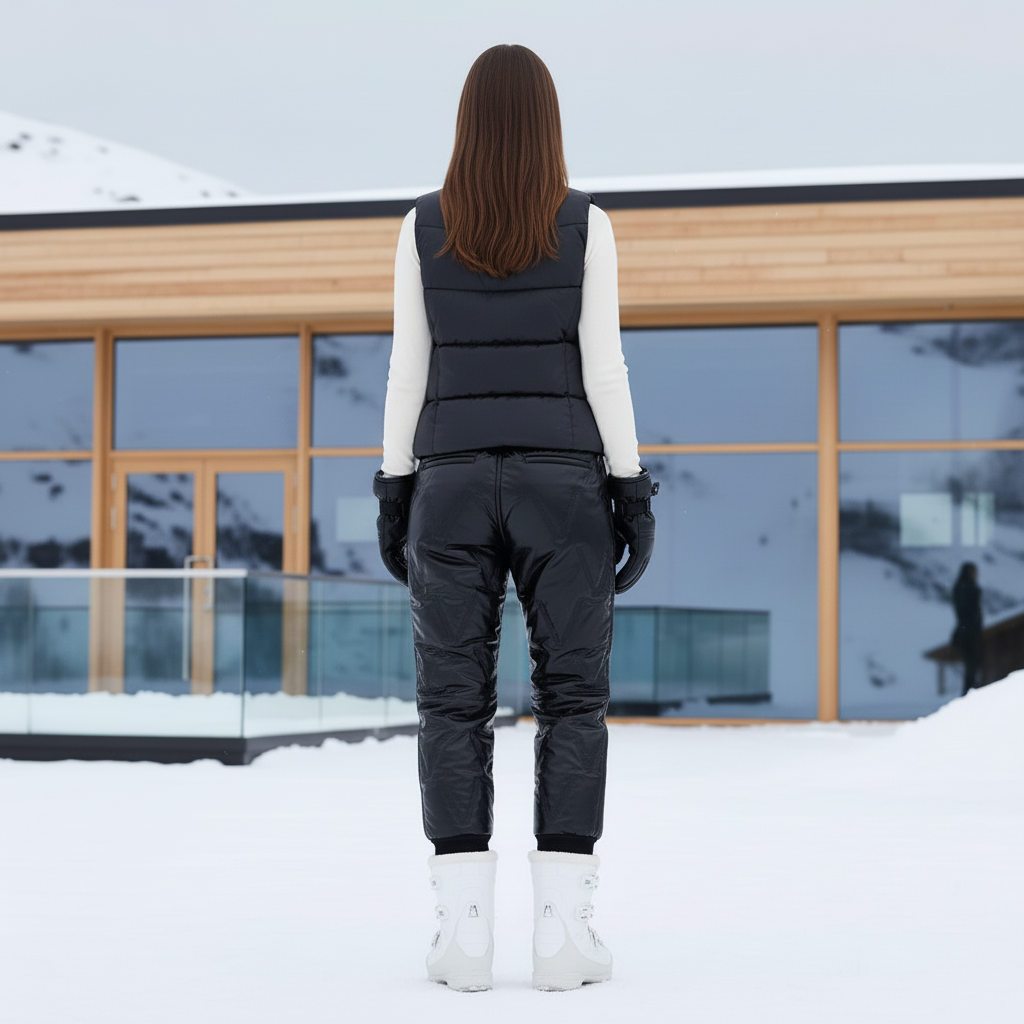 Pantalon De Ski Noir Matelassé Imperméable Femme Hiver - Polyester - vue 2