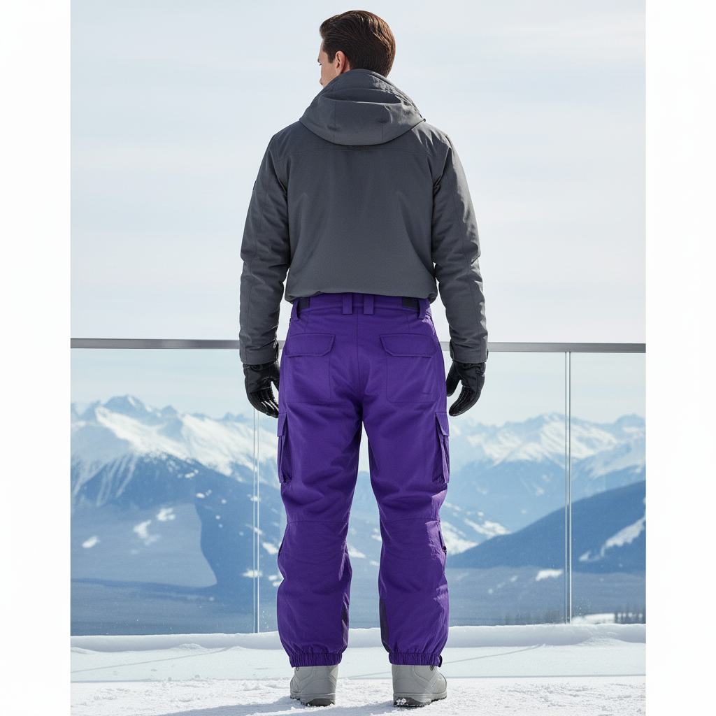 Pantalon De Ski Violet Cargo Imperméable Homme Hiver - Polyester - vue 2