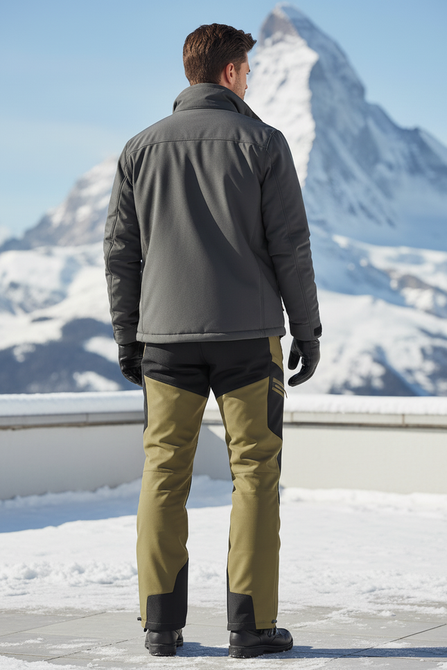 Pantalon De Ski Homme Kaki Imperméable Thermique Coupe Droite - Polyester - vue 2