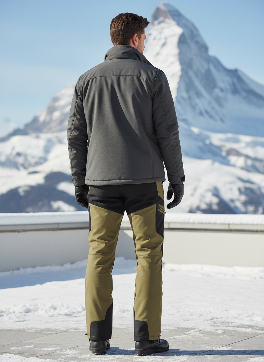 Pantalon De Ski Homme Kaki Imperméable Thermique Coupe Droite - Polyester - vue 2