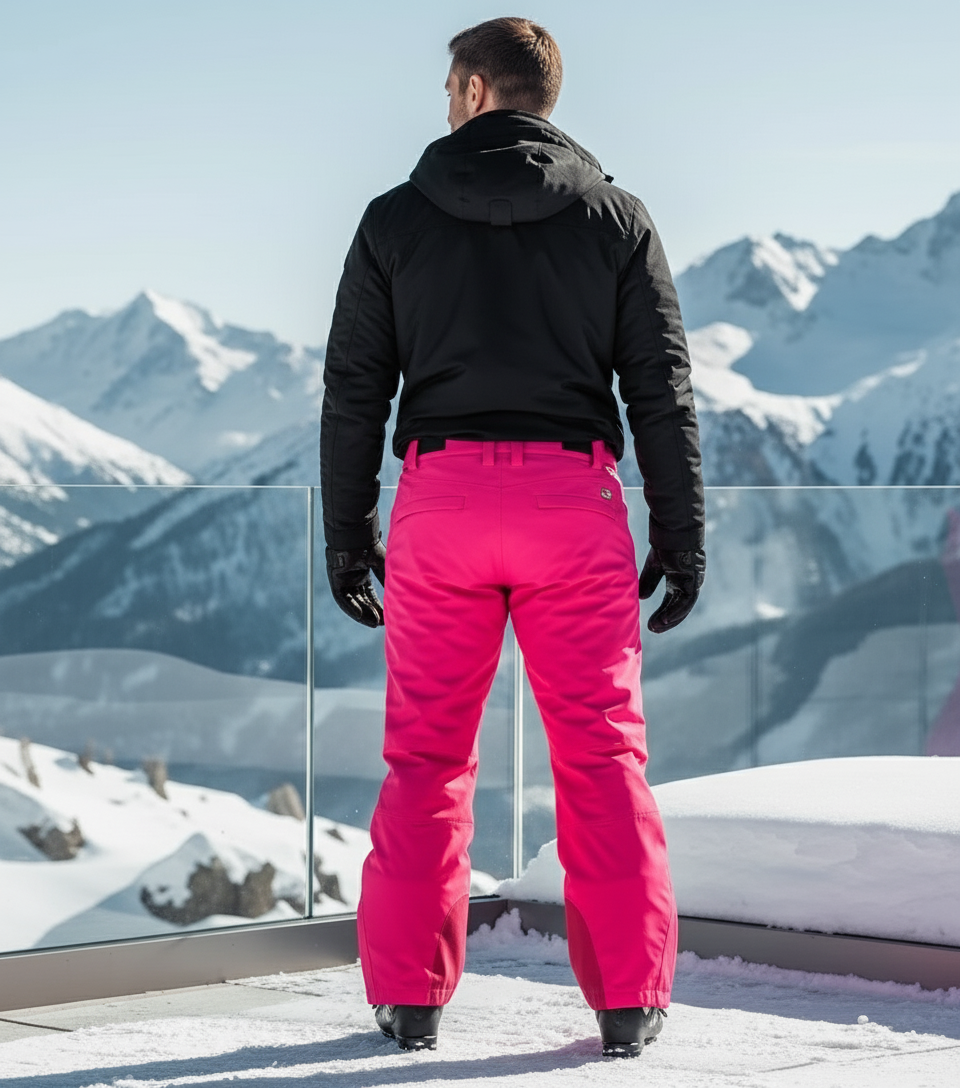 Pantalon De Ski Rose Vif Ample Imperméable Hiver Homme - Polyester - vue 2