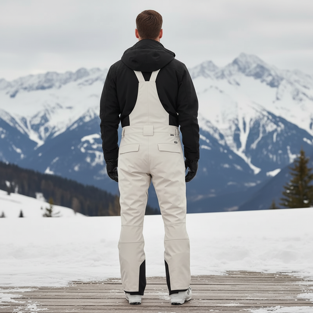Pantalon De Ski Salopette Beige Imperméable Coupe Droite Homme - Polyester - vue 2