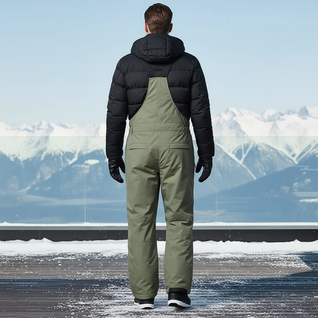Pantalon De Ski Kaki Ample Bretelles Homme Hiver - Polyester - vue 2