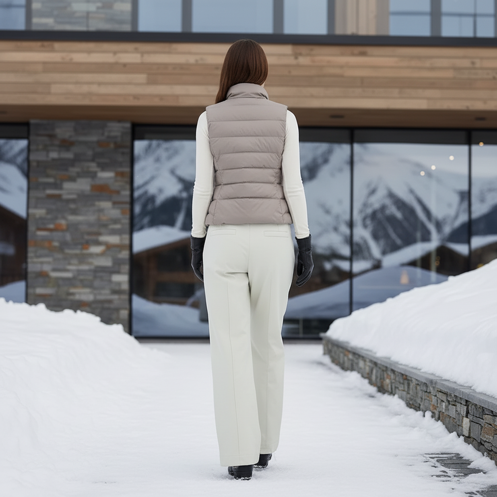 Pantalon De Ski Crème Imperméable Femme Large Hiver - Beige Polyester - vue 2