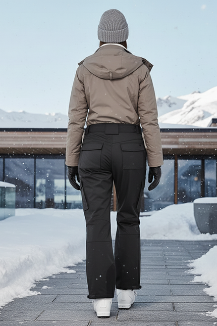 Pantalon De Ski Noir Cargo Droit Imperméable Femme Hiver - Polyester - vue 2