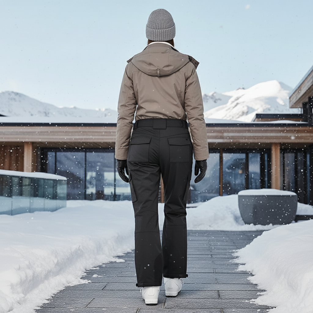 Pantalon De Ski Noir Cargo Droit Imperméable Femme Hiver - Polyester - vue 2
