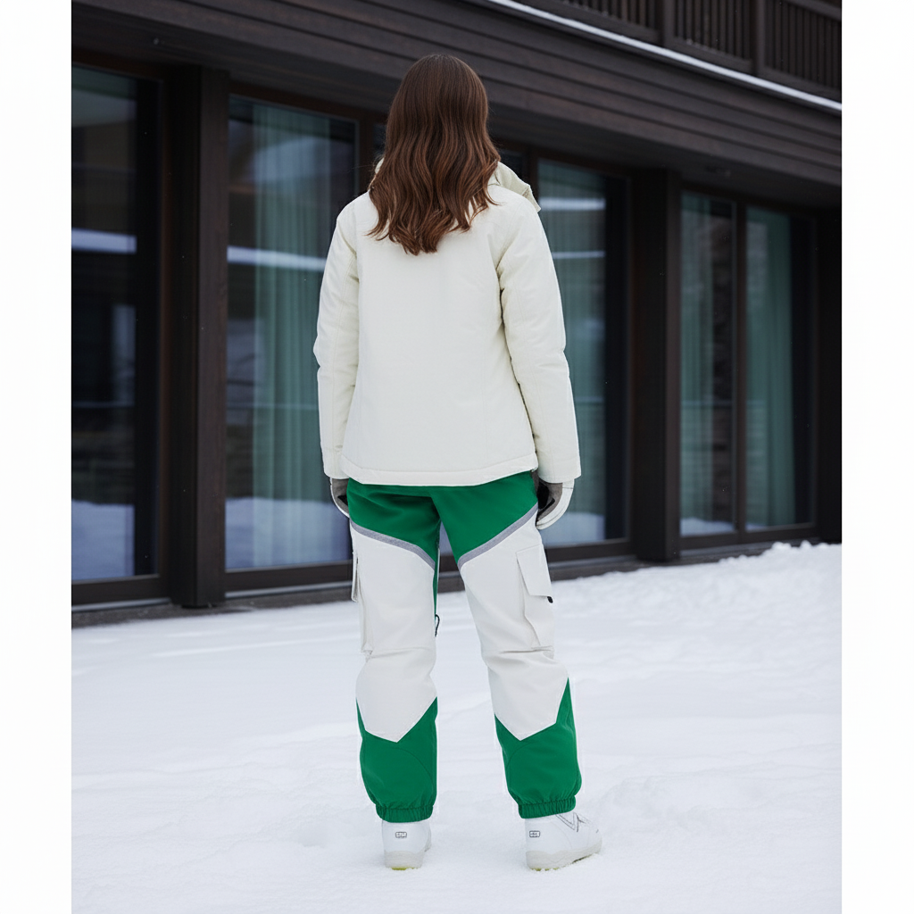 Pantalon De Ski Vert Blanc Cargo Imperméable Femme - Multicolore Polyester - vue 2