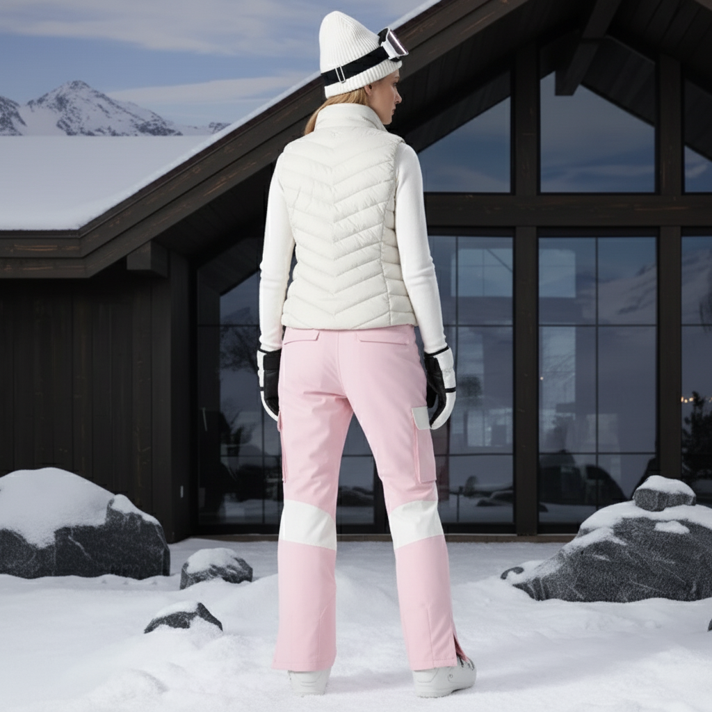 Pantalon De Ski Rose Pâle Imperméable Femme Bicolore - Polyester - vue 2