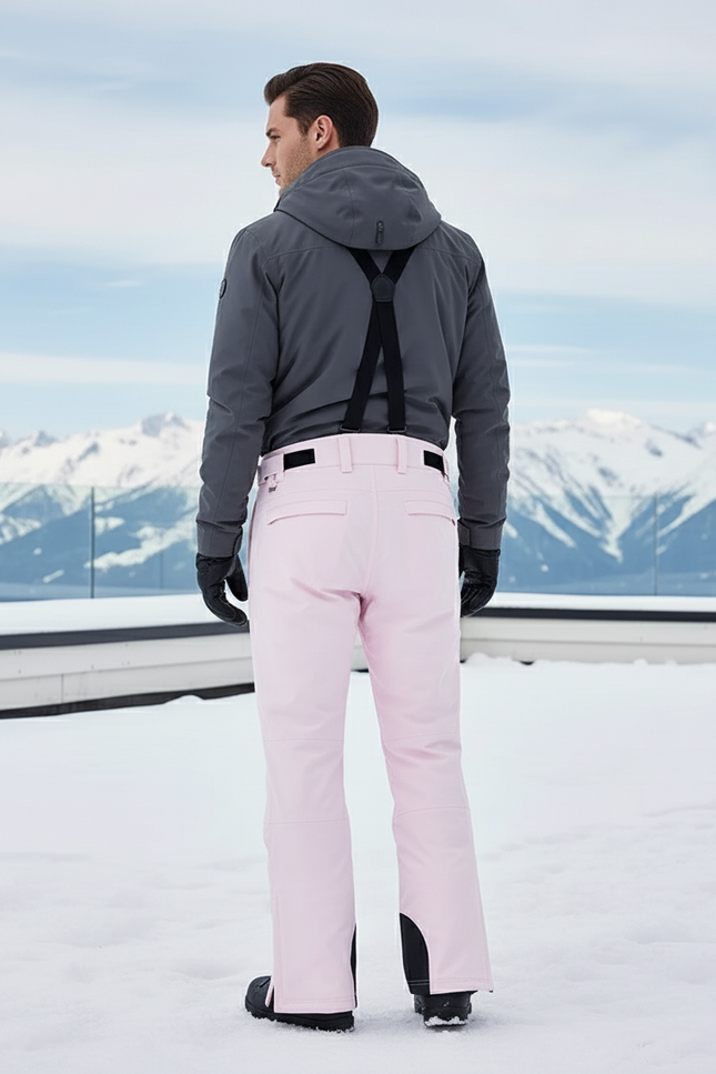 Pantalon De Ski Rose Imperméable Bretelles Homme Hiver - Polyester - vue 2