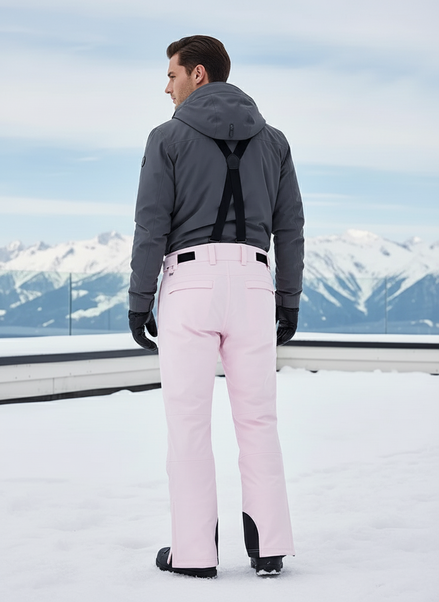 Pantalon De Ski Rose Imperméable Bretelles Homme Hiver - Polyester - vue 2