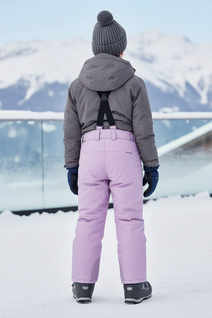 Pantalon De Ski Violet Enfant Imperméable Bretelles Hiver - Polyester - vue 2