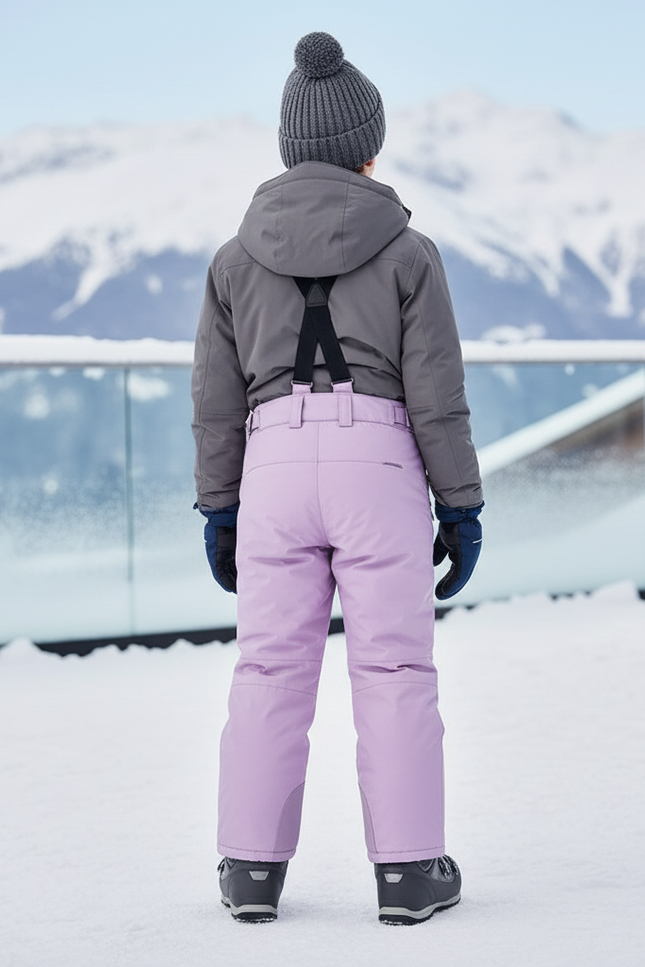 Pantalon De Ski Violet Enfant Imperméable Bretelles Hiver - Polyester - vue 2