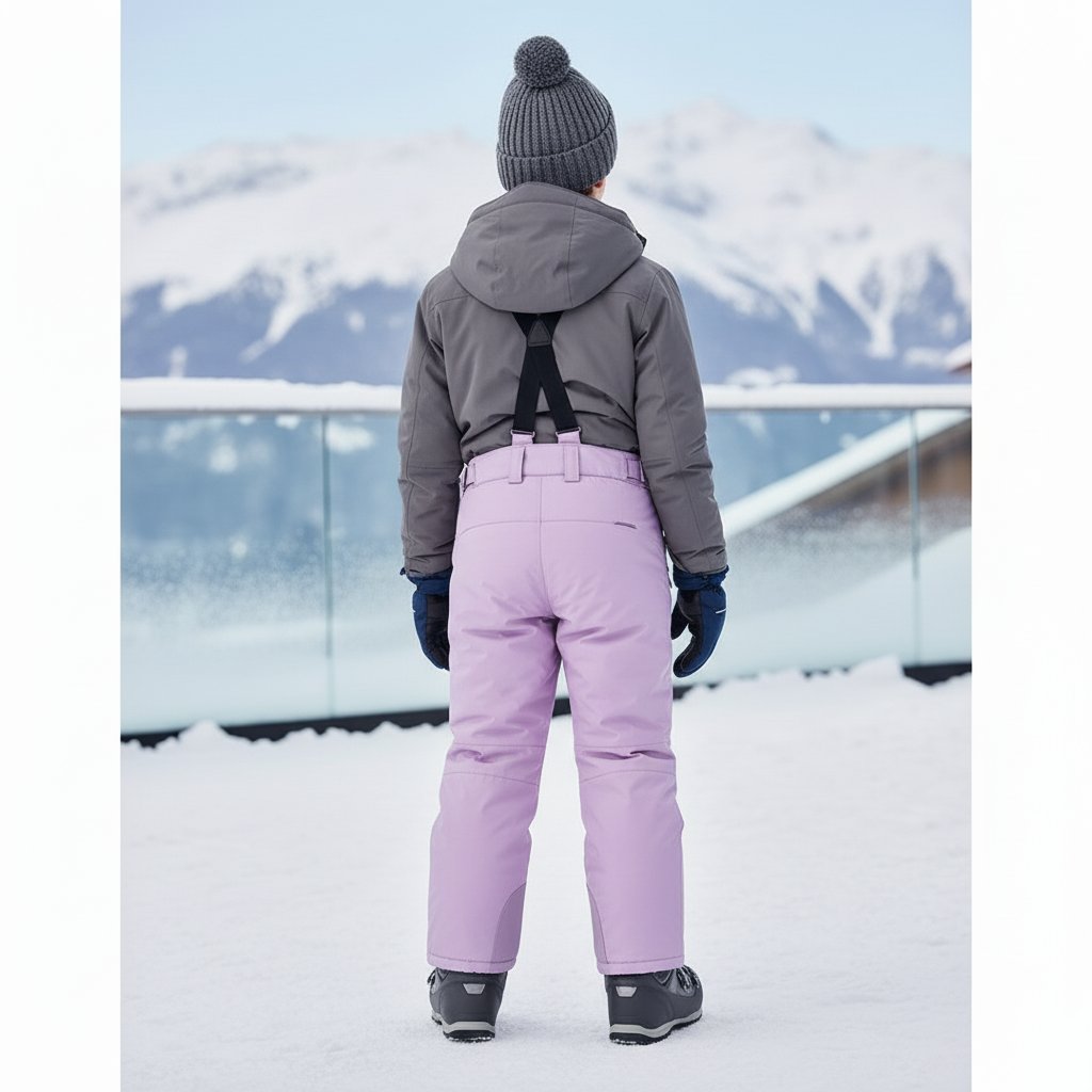 Pantalon De Ski Violet Enfant Imperméable Bretelles Hiver - Polyester - vue 2