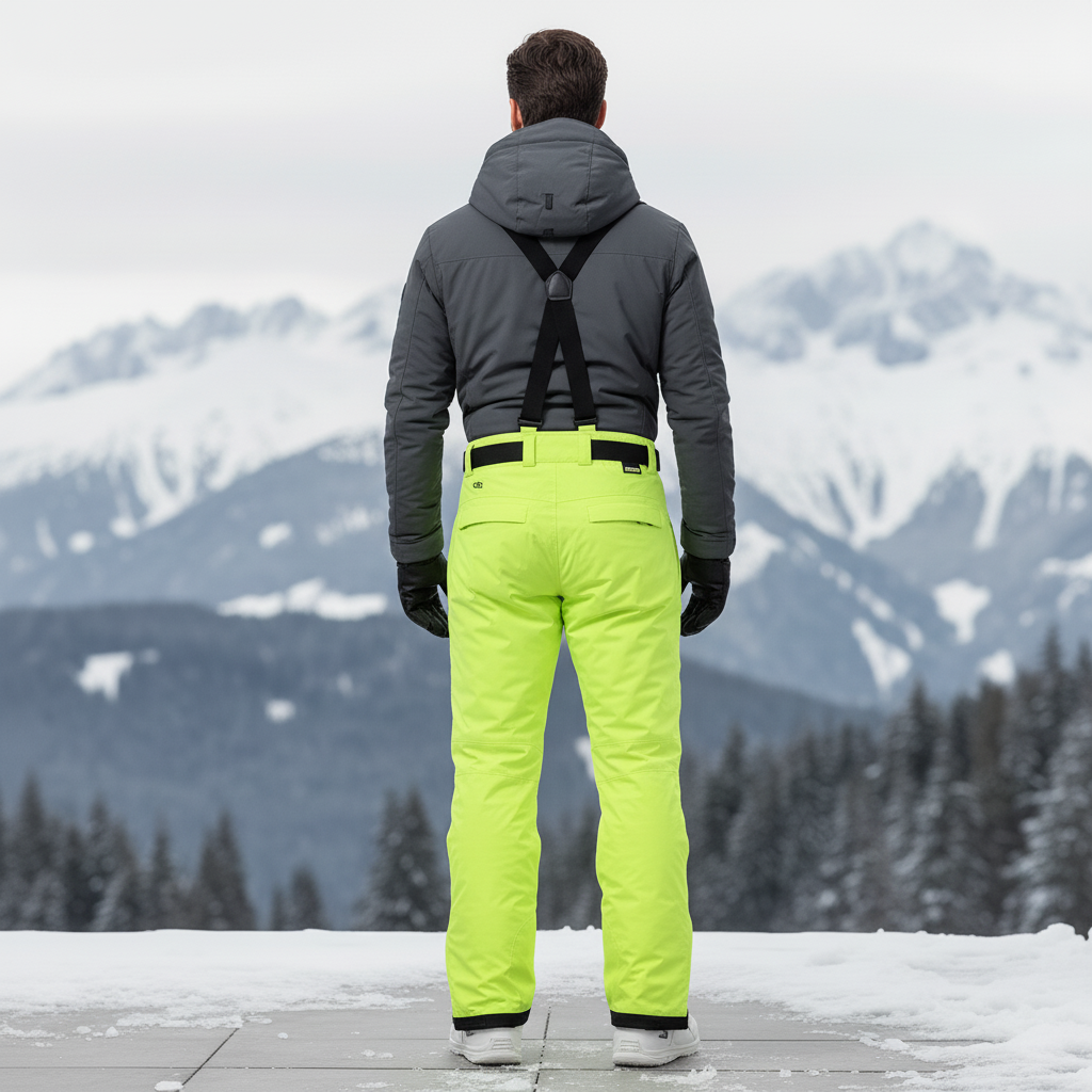Pantalon De Ski Vert Fluo - Polyester - vue 2