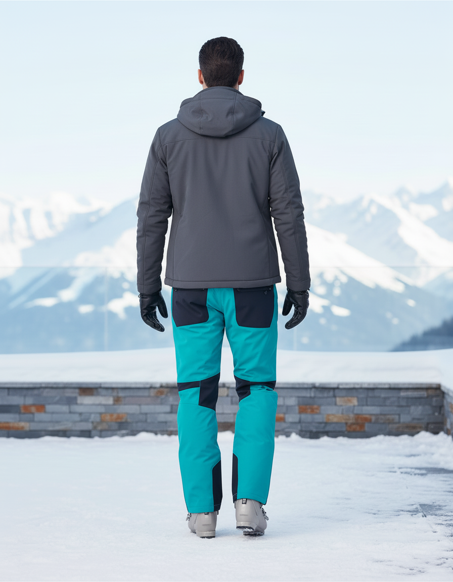 Pantalon De Ski Turquoise Homme Imperméable Coupe Droite - Bleu Polyester - vue 2