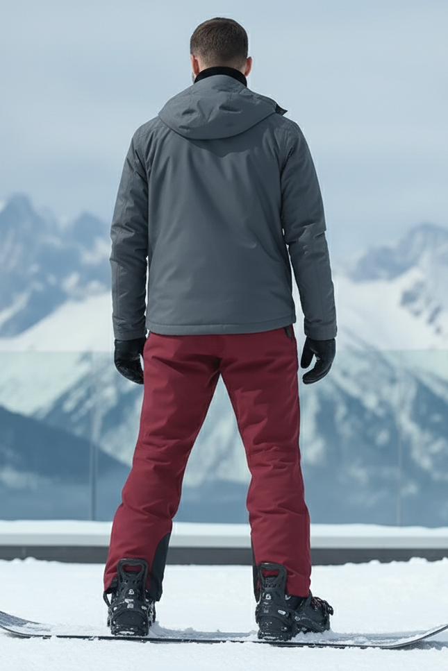 Pantalon De Ski Rouge Bordeaux Imperméable Cargo Homme - Polyester - vue 2