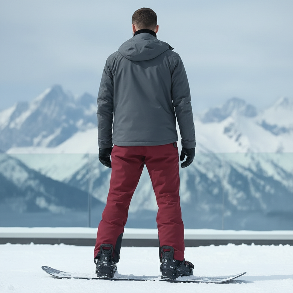 Pantalon De Ski Rouge Bordeaux Imperméable Cargo Homme - Polyester - vue 2