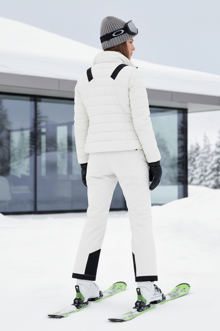Pantalon De Ski Femme Blanc Salopette Imperméable Coupe Droite - Polyester - vue 2