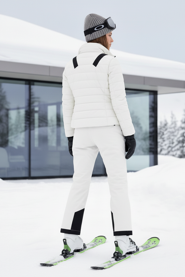 Pantalon De Ski Femme Blanc Salopette Imperméable Coupe Droite - Polyester - vue 2