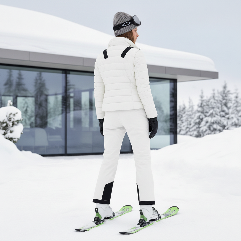 Pantalon De Ski Femme Blanc Salopette Imperméable Coupe Droite - Polyester - vue 2
