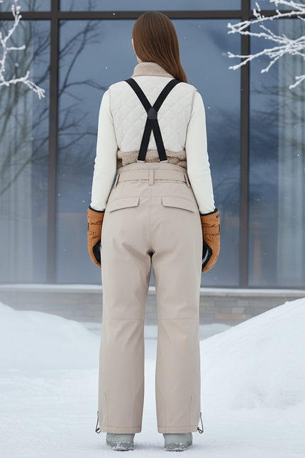 Pantalon De Ski Beige Ample Imperméable Bretelles Femme Hiver - Polyester - vue 2