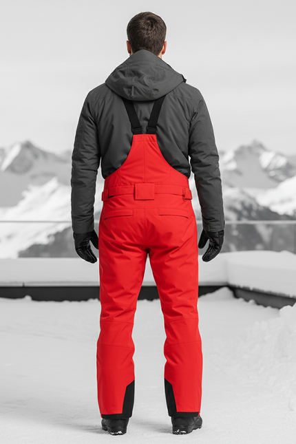 Pantalon De Ski Rouge Homme Imperméable Bretelles Ample - Polyester - vue 2