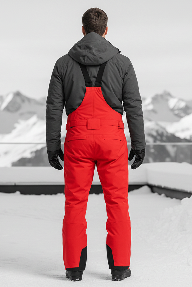 Pantalon De Ski Rouge Homme Imperméable Bretelles Ample - Polyester - vue 2