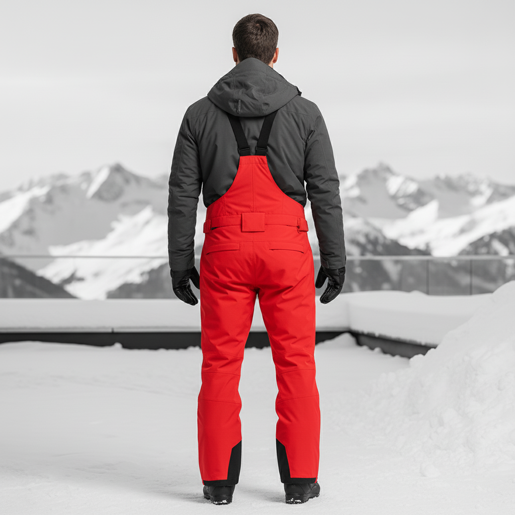 Pantalon De Ski Rouge Homme Imperméable Bretelles Ample - Polyester - vue 2