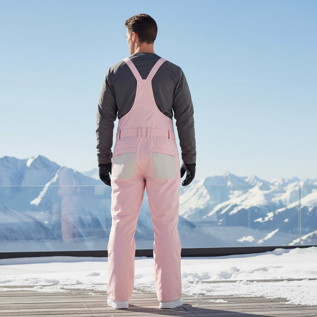 Pantalon De Ski Rose Bretelles Imperméable Homme Hiver - Polyester - vue 2