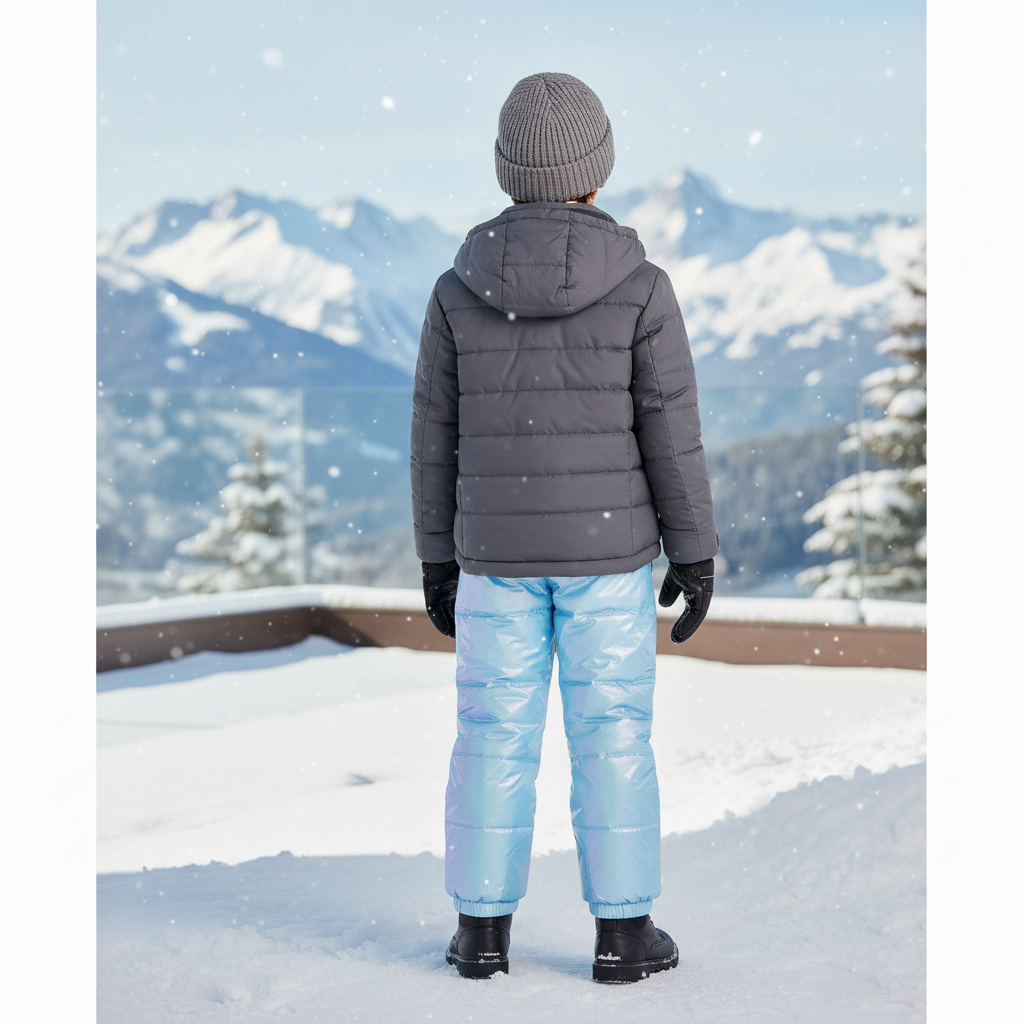 Pantalon De Ski Enfant Brillant Rembourré Imperméable Bleu Clair - Polyester - vue 2