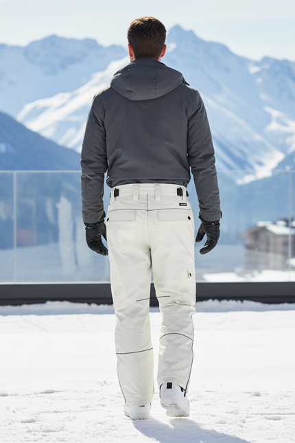 Pantalon De Ski Blanc Cassé Cargo Imperméable Unisexe Bretelles - Polyester - vue 2