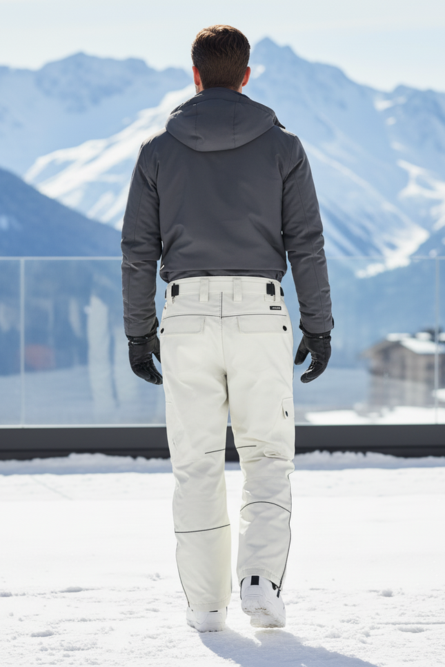 Pantalon De Ski Blanc Cassé Cargo Imperméable Unisexe Bretelles - Polyester - vue 2