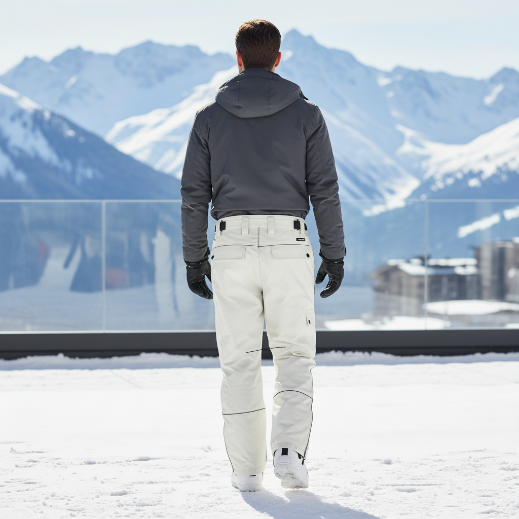 Pantalon De Ski Blanc Cassé Cargo Imperméable Unisexe Bretelles - Polyester - vue 2