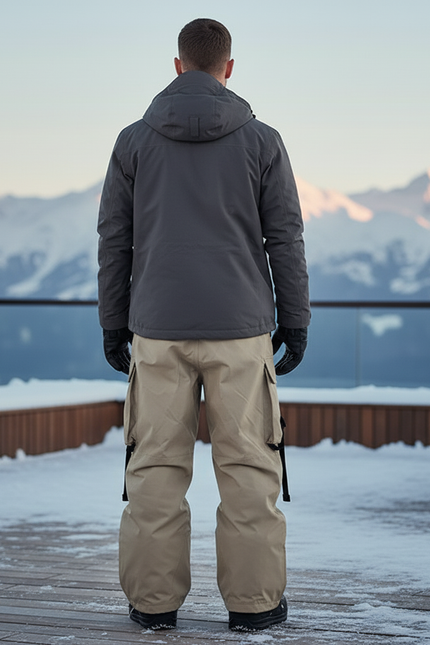 Pantalon De Ski Beige Cargo Imperméable Ample Unisexe - Polyester - vue 2