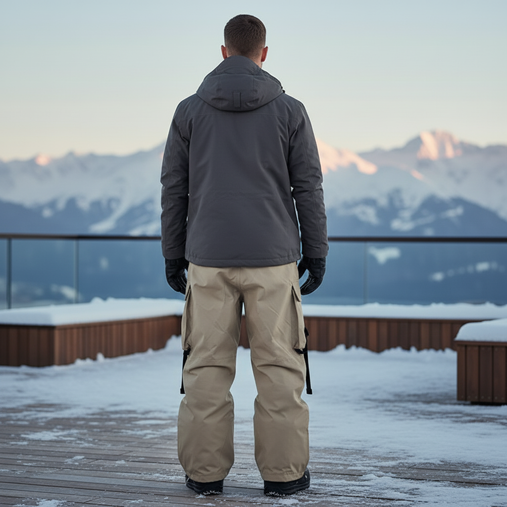 Pantalon De Ski Beige Cargo Imperméable Ample Unisexe - Polyester - vue 2