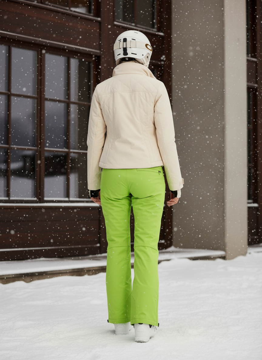 Pantalon De Ski Vert Citron Imperméable Coupe Droite Femme - Polyester - vue 2
