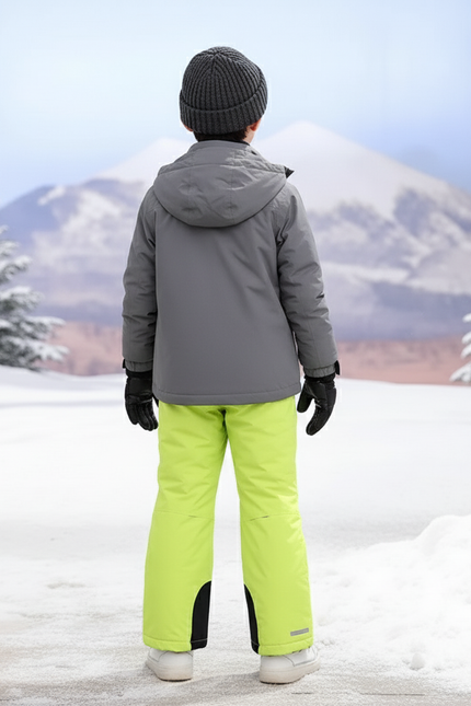 Pantalon De Ski Enfant Vert Fluorescent Bretelles Imperméable - Polyester - vue 2