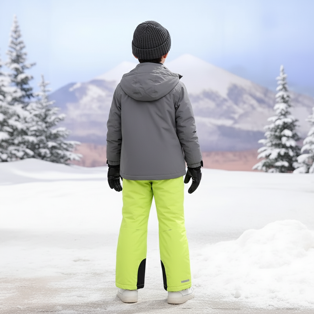 Pantalon De Ski Enfant Vert Fluorescent Bretelles Imperméable - Polyester - vue 2