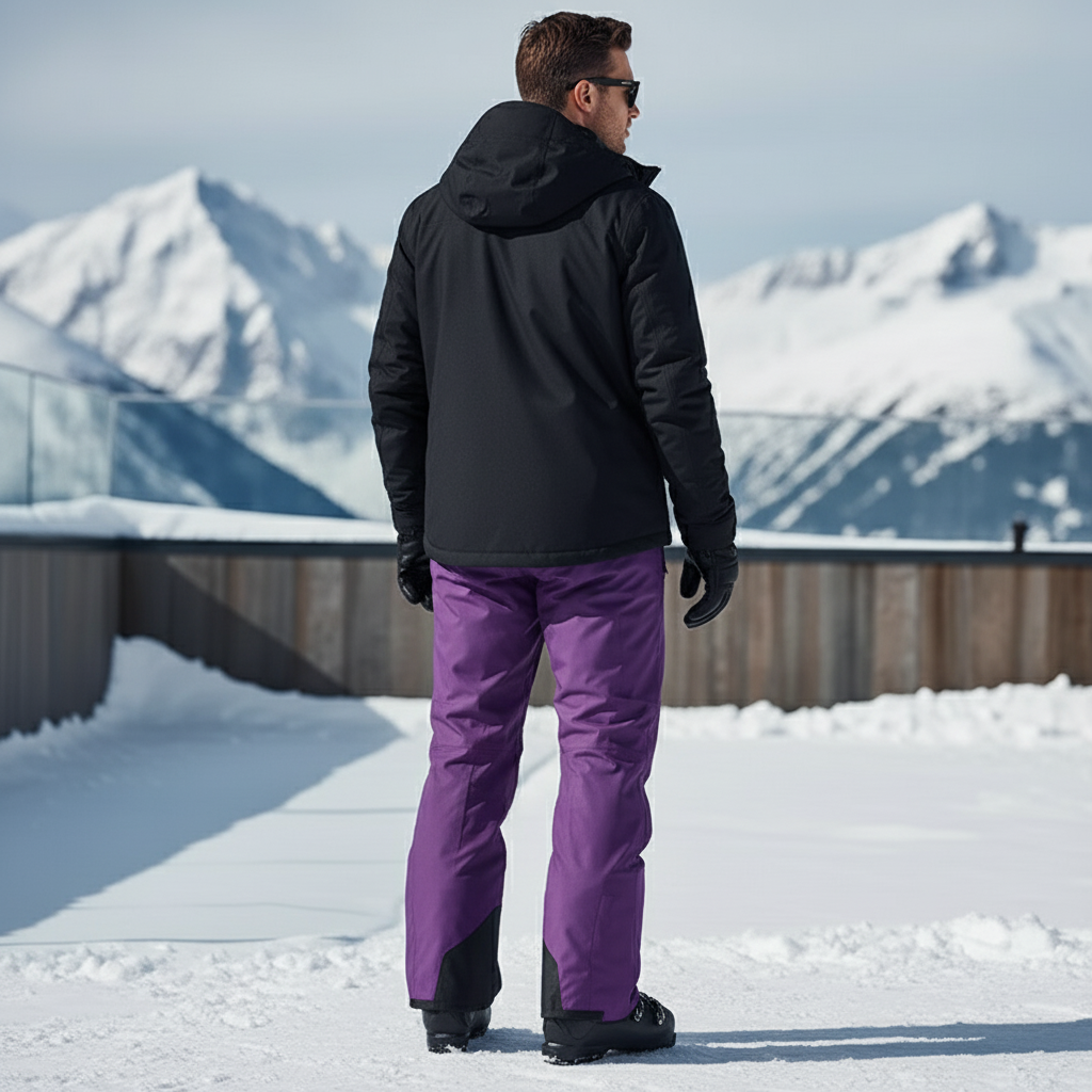 Pantalon De Ski Violet Imperméable Coupe Droite Homme - Polyester - vue 2