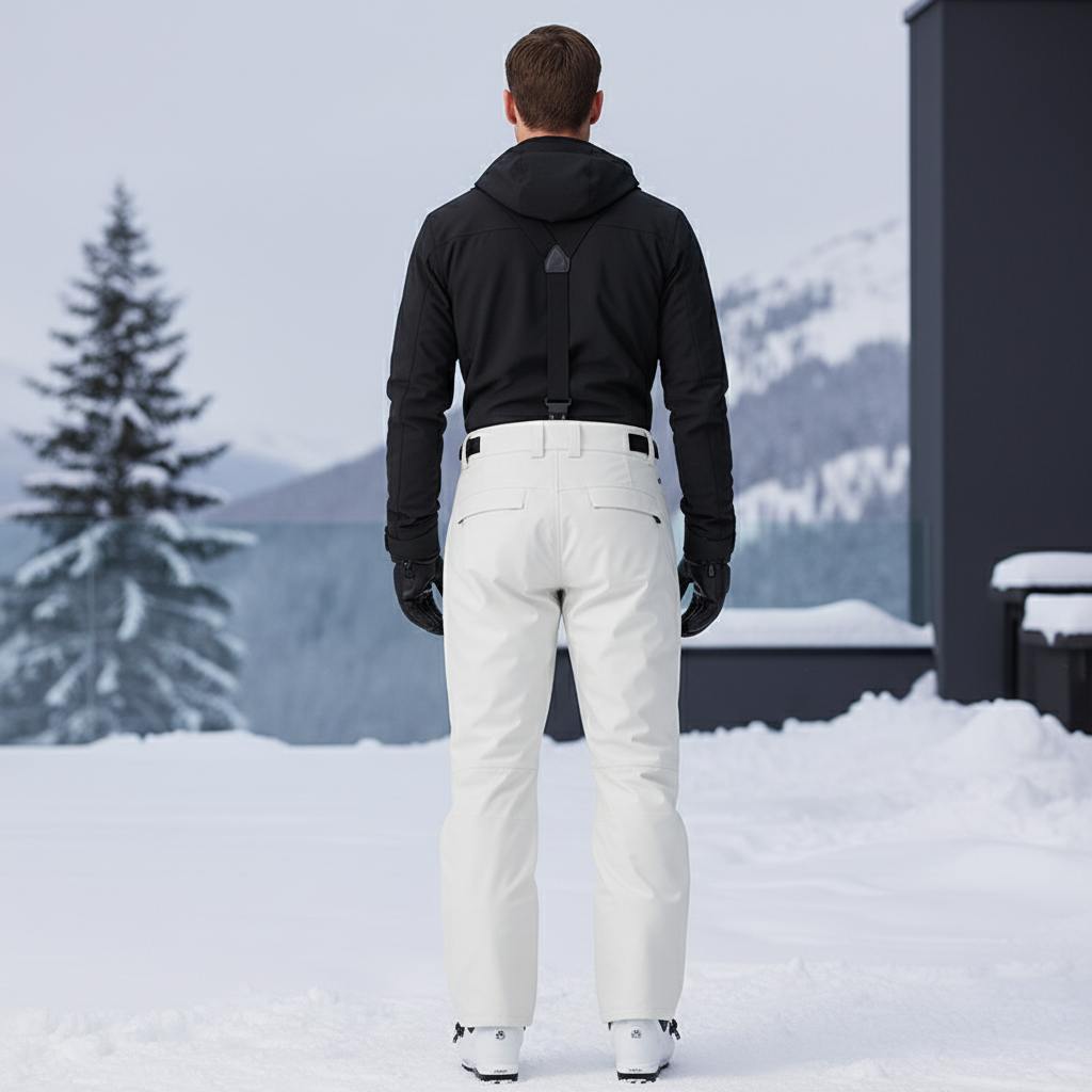 Pantalon De Ski Blanc Imperméable Homme Bretelles - Polyester - vue 2