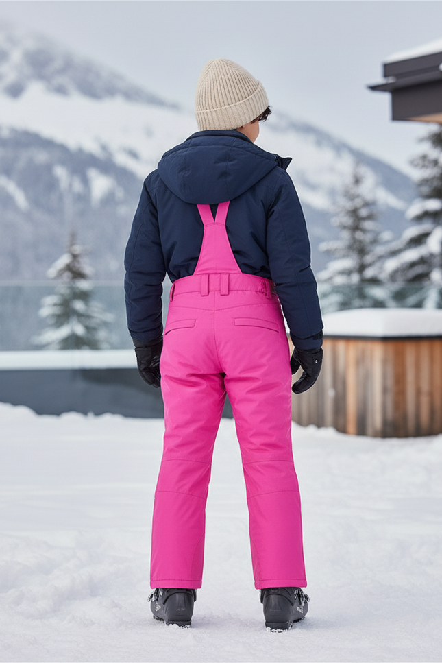 Pantalon De Ski Rose Vif Imperméable Bretelles Enfant - Polyester - vue 2