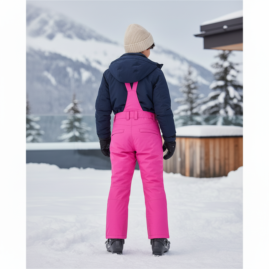 Pantalon De Ski Rose Vif Imperméable Bretelles Enfant - Polyester - vue 2