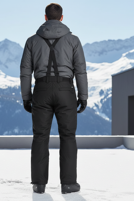 Pantalon De Ski Noir Imperméable Chaud Homme Bretelles - Polyester - vue 2