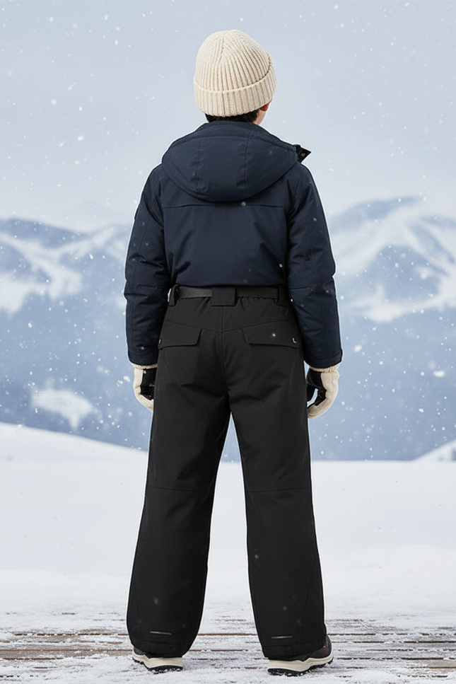 Pantalon De Ski Noir Imperméable Ample Cargo Enfant - Polyester - vue 2