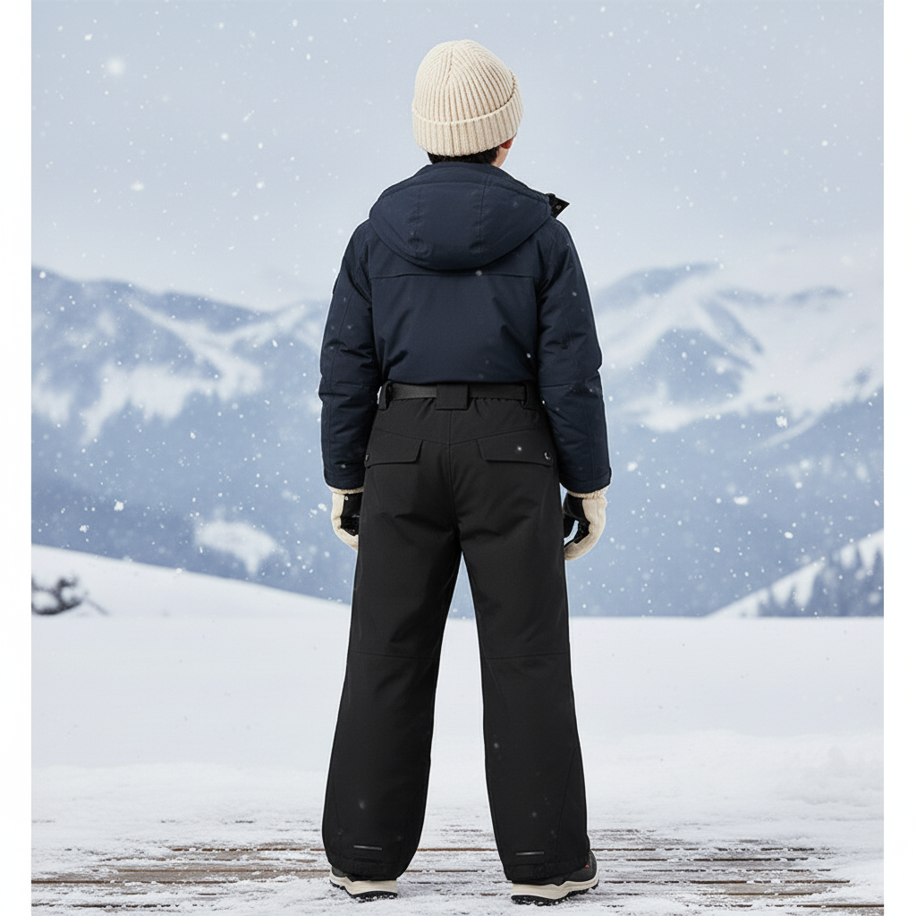 Pantalon De Ski Noir Imperméable Ample Cargo Enfant - Polyester - vue 2