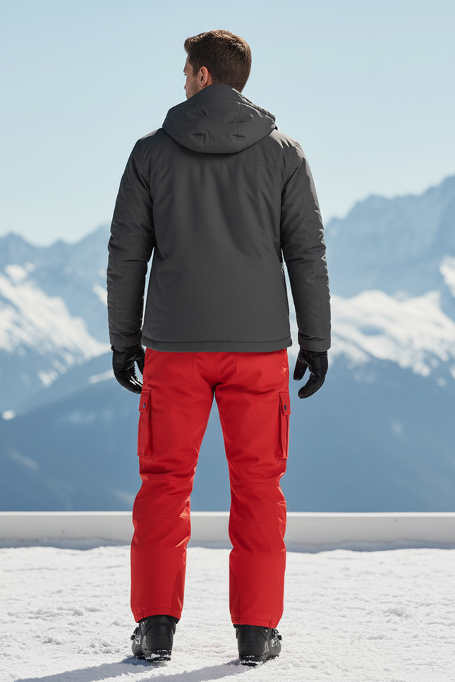 Pantalon De Ski Rouge Homme Cargo Imperméable Ample - Polyester - vue 2