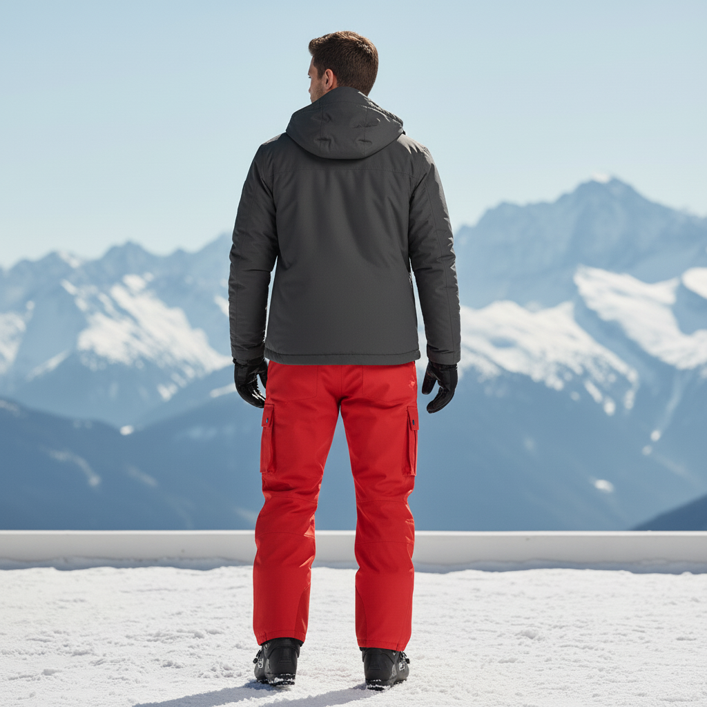 Pantalon De Ski Rouge Homme Cargo Imperméable Ample - Polyester - vue 2