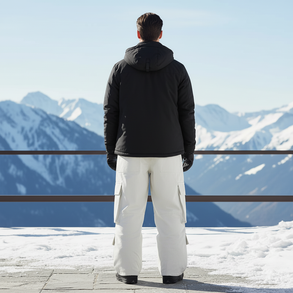 Pantalon De Ski Blanc Cassé Cargo Ample Imperméable - Polyester - vue 2